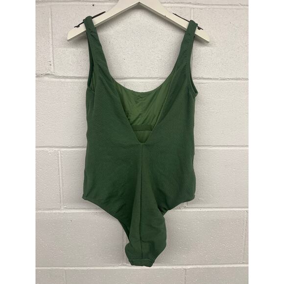 Andie Sz LT tall Sea Green Ibiza Ribbed Scoop Neck One Piece Swimsuit textured - Picture 3 of 5